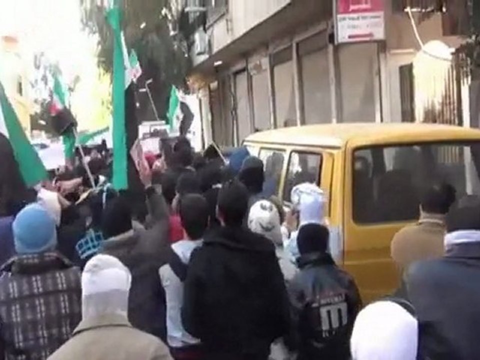 فري برس   دمشق كفرسوسة مظاهرة جمعة المنطقة العازلة مطلبنا 2 12 2011