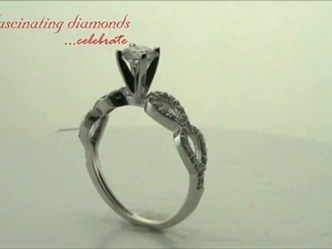 Princess Cut Split Swirl Band Diamond Engagement Ring
