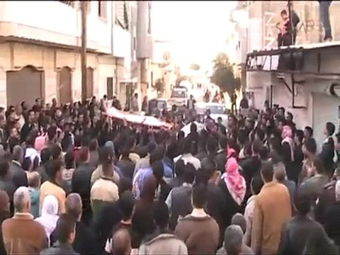 فري برس تشييع الشهيدين حسن الذهب وعبد الكريم الغنطاوي 13 12 2011