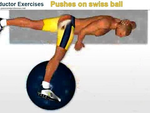 Adductor exercises Pushes on swiss ball for inner thighs