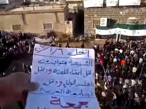 فري برس حوران إنخل مظاهرة رغم الحصار الأمني ومنع الصلاة جمعة إن تنصرو الله 6 1 2012ج1