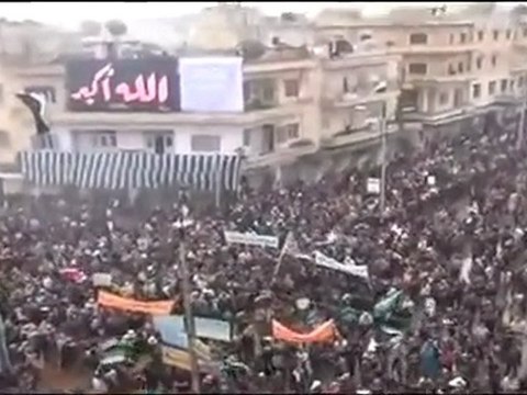 فري برس مدينة ادلب ساحة الساعة جمعة ان تنصروا الله 6 1 2012