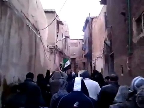 فري برس دمشق الميدان القويق مظاهرة من مسجد الشيخ خيرو ياسين 13 1 2012