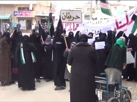 فري برس حلب حرائر حريتان مظاهرة تنادي بإسقاط النظام 21 1 2012