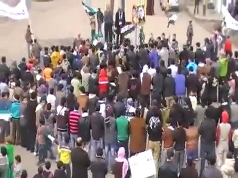 فري برس حوران مدينة بصر الحرير مظاهرة ترفض قرار تمديد اللجنة وتهتف بإسقاط النظام 23 1 2012