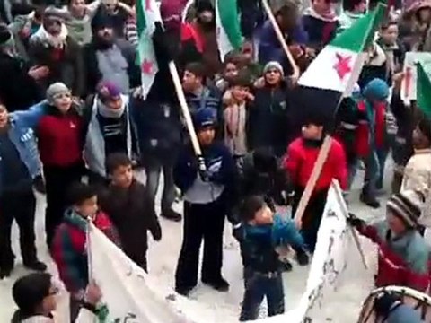 فري برس ادلب جبل الزاوية قرية اورم الجوز مظاهرة صباحة 23 1 2012