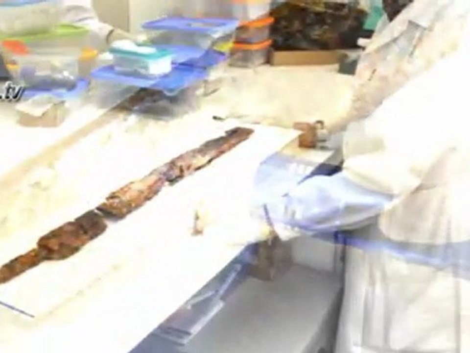 Ancient sword, menorah engraving  found