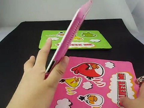 Cute iPad 2 Stand Smart Cover Case with Angry Birds Pattern