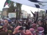 فري برس   الجيش الحر بمظاهرة حق الدفاع عن النفس مدينة ادلب 27 1 2012