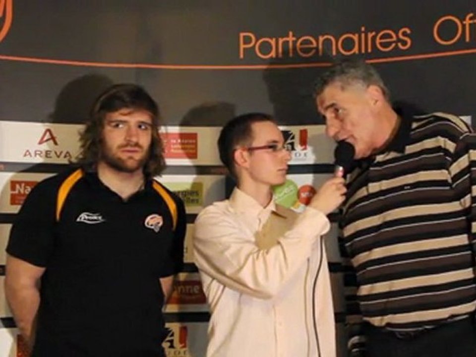 Interview de Claude Spanghero et de Benjamin Beaux après la rencontre RCNM-Oyonnax