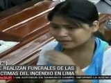 Funerales de víctimas del incendio en Lima