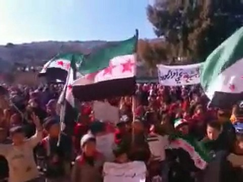 فري برس ادلب جسرالشغور قرية البشيرية مظاهرة صباحية حاشدة 29 1 2012