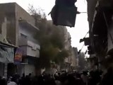 فري برس   دمشق جوبر مظاهرة قبل تشييع الشهيد وائل المشيلم 29 1 2012