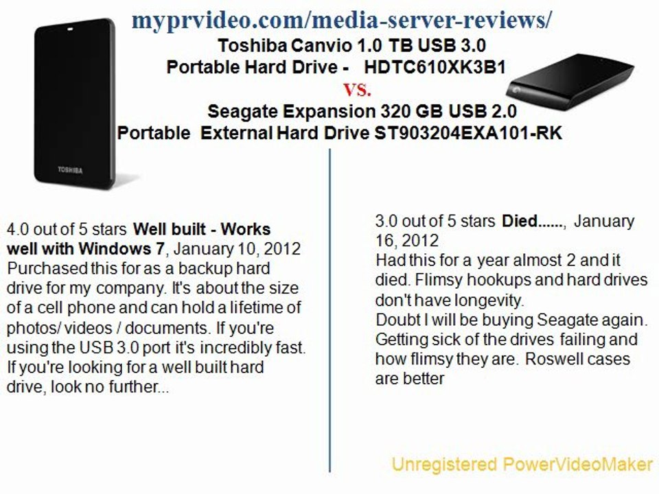 Toshiba Canvio 1.0 TB USB 3.0 HDTC610XK3B1 vs. Seagate Expansion ST903204EXA101-RK