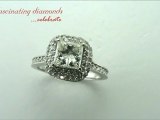 Princess Cut Diamond Engagement Ring Vintage W Round Diamonds In Crown & Pave Setting