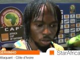 Reactions Gervinho apres le match contre l'Angola.