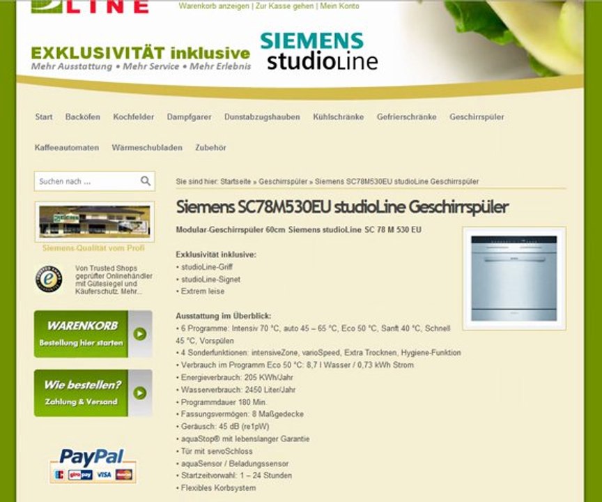 Im Internet versandkostenfrei bestellen: Siemens SC78M530EU studioLine Geschirrspüler