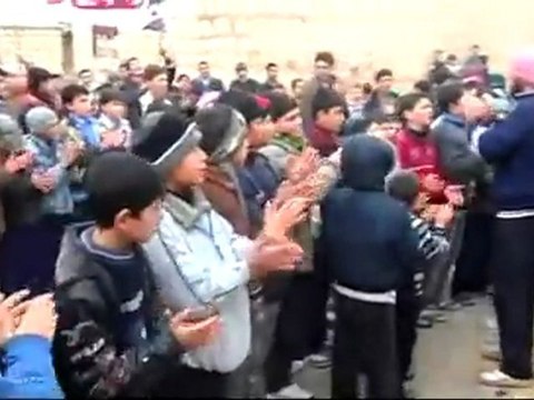 فري برس السحارة بريف حلب مظاهرة طلابية 31 1 2012