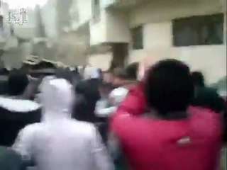 فري برس   تشييع الشهيد انس تباب مسجد الزاوية المزة دمشق 30 1 2012