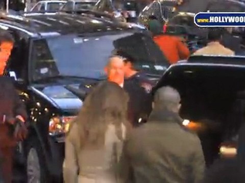 Jennifer Lopez and her boyfriend hold hands at David Letterman