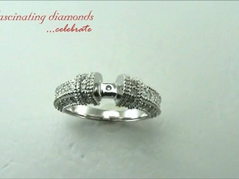 Round Cut Semi Mount Engagement Ring Setting With Pave Set