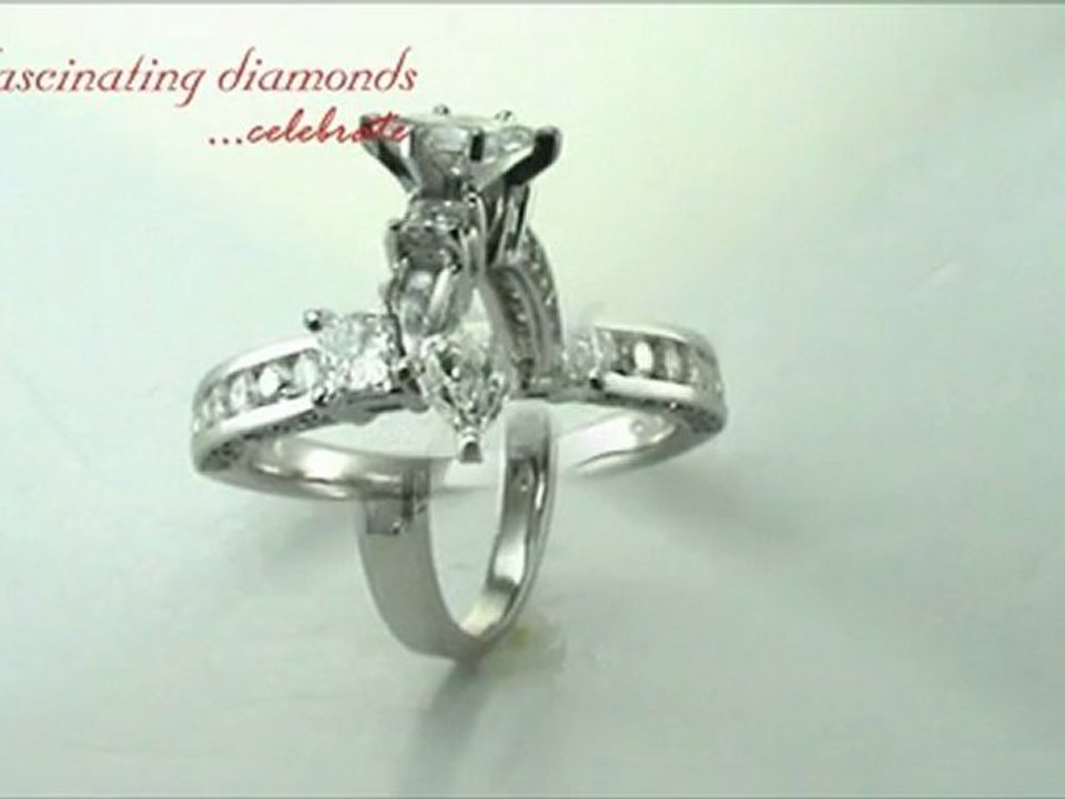 Marquise Shape Three Stone Diamond Engagement Ring Channel Set