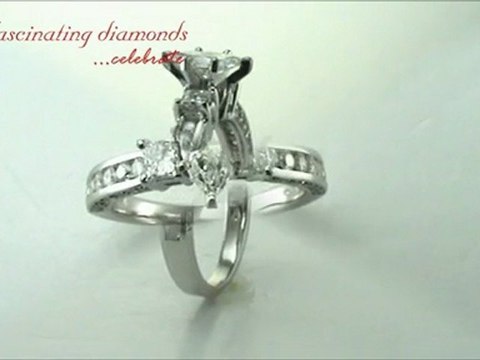 Marquise Shape Three Stone Diamond Engagement Ring Channel Set