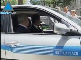 Sarkozy y Peres probaron el auto eléctrico