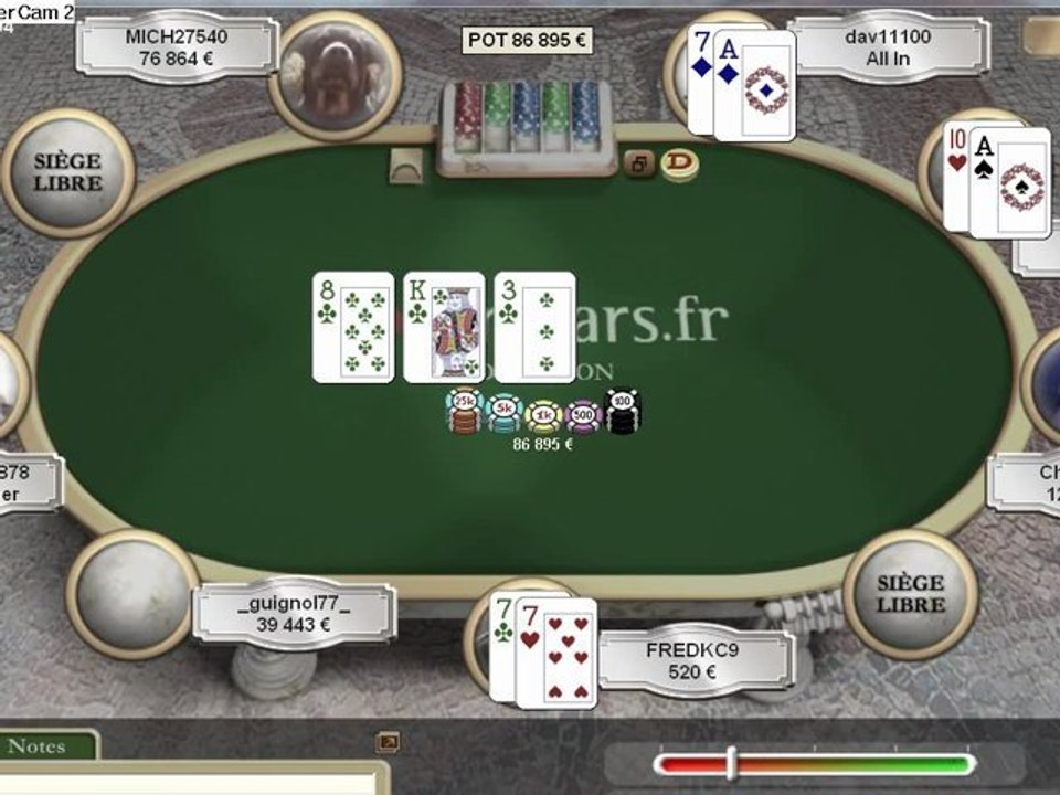 77 all in préflop