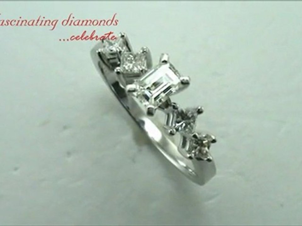 Emerald Cut Diamond Engagement Ring With Princess Diamonds In Prong Set