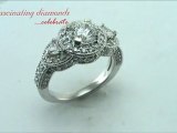 3 Stone Round and Trillion Vintage Diamond Engagement Ring