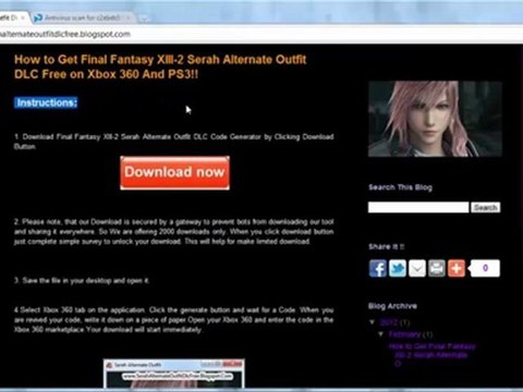 Final Fantasy XIII-2 Serah Alternate Outfit DLC Free Giveaway