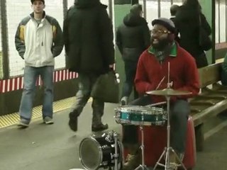 amazing drummer and vocalist mr. reed rocks the bedford street L station in brooklyn (vimeo)