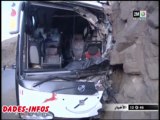 24 مصابا في حادثة اصطدام حافلة تابعة لشركة الغزالة بجبل في منعرج بين تيشكا و ورزازات