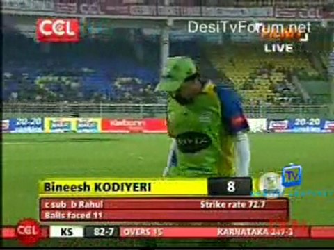 Karnataka Bulldozers vs.Kerala Strikers-Kerala Inning Ov 15-16