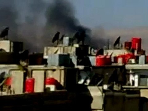 فري برس ريف دمشق داريا سحب من الدخان بالقصف العشوائي 4 2 2012