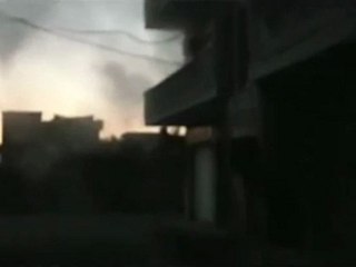 فري برس   حمص الحولة انفجار القذيفة ونيرانها واضح وآثار القصف 5 2 2012