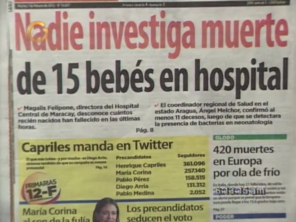 Titulares de Primera Página