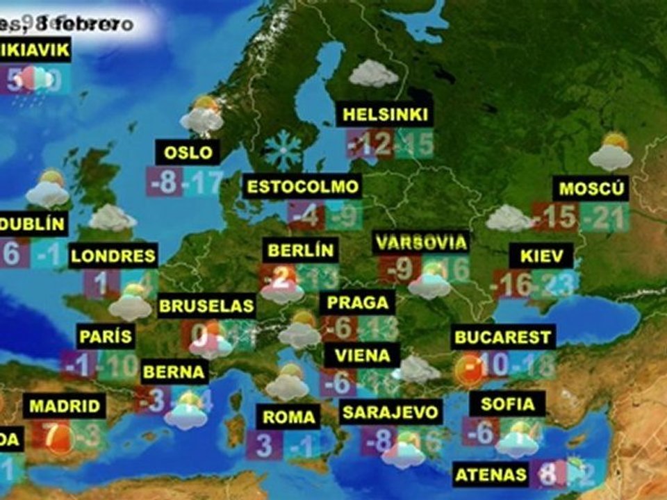 El tiempo en Europa, por países, previsión miércoles 8 y jueves 9 de febrero