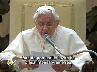 Benedict al XVI-lea: Să fim aproape de cei care suferă din cauza vremii rele