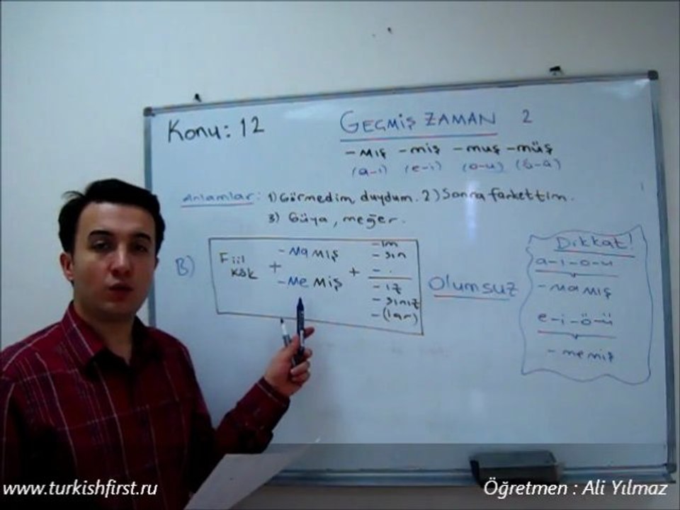 Turkish Lessons  Unit 12   - Past Tense 2 - Geçmiş Zaman 2   (-mış -miş -muş -müş )