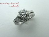 Round Cut Diamond Wedding Rings Set W Round Side Stones In Pave Setting