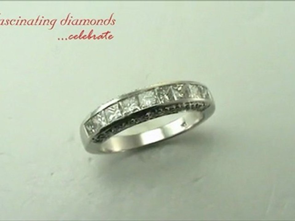 Princess & Round Cut Diamond Wedding Anniversary Band Channel Set