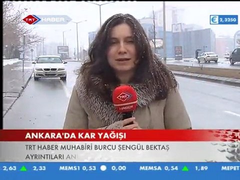 9 Şubat 2012 Burcu Şengül Bektaş TRT Haber Ankara da Yoğun Kar yağışı Canlı Bağlantı