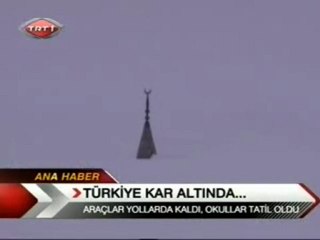 pusat özen barajı dondu, minare buz içinde kaldı