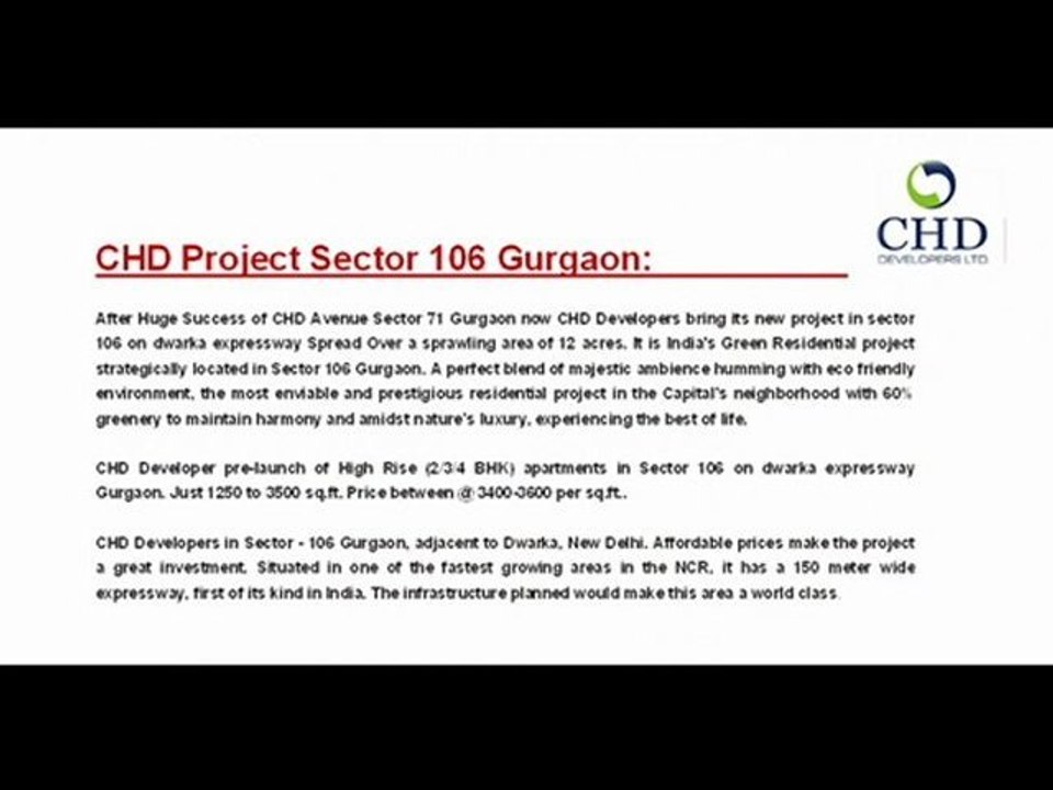 chd developers sec 106 GURGAON 98119870651