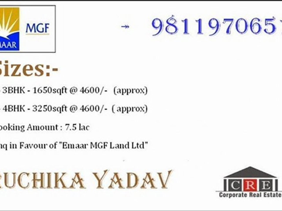 emaar mgf sector 102 gurgaon Call 9811970651