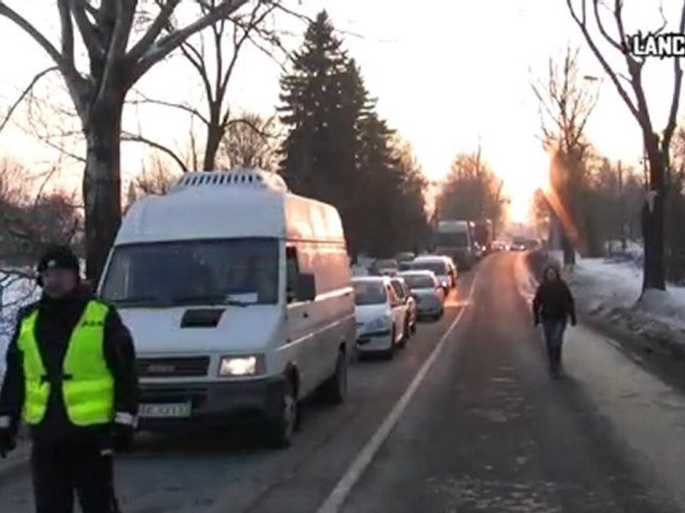 Blokada drogi krajowej E40 w Łańcuciei - luty 2012