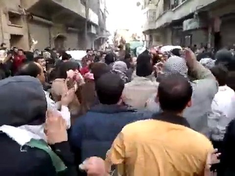 فري برس حلب الفردوس مظاهرة تشييع الشهيد محمد يوسف علوش 11 2 2012
