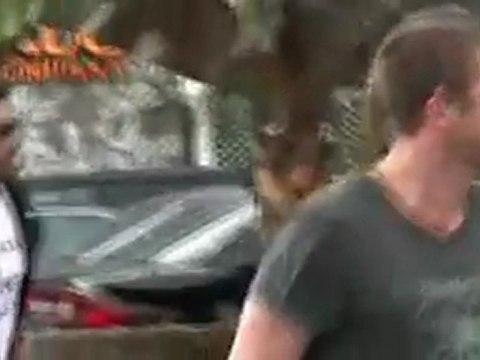 Scott Speedman with a friend going to a movie set